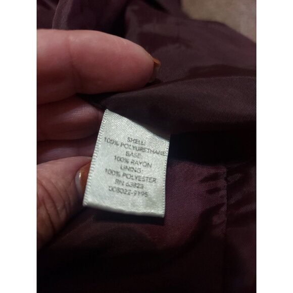 Christopher & Banks Women’s Faux Leather Full Zip Jacket Size 3X Wine Burgundy - Picture 12 of 14